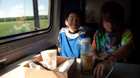 In the dining car.